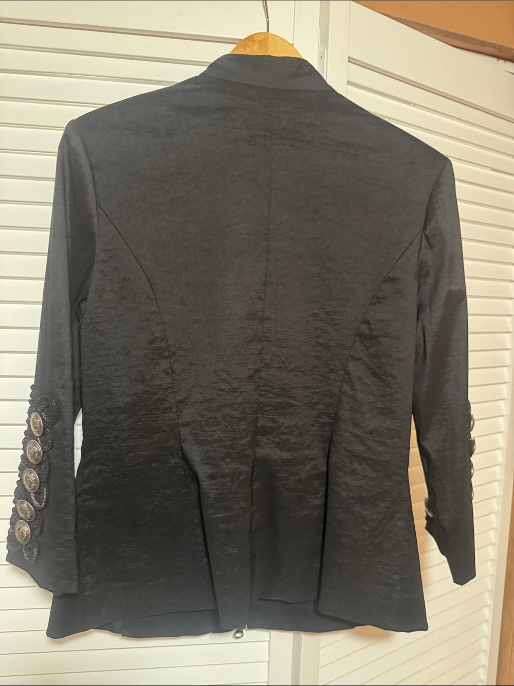 Black Military-Style Embellished Jacket by Jovani - Picture 7 of 7